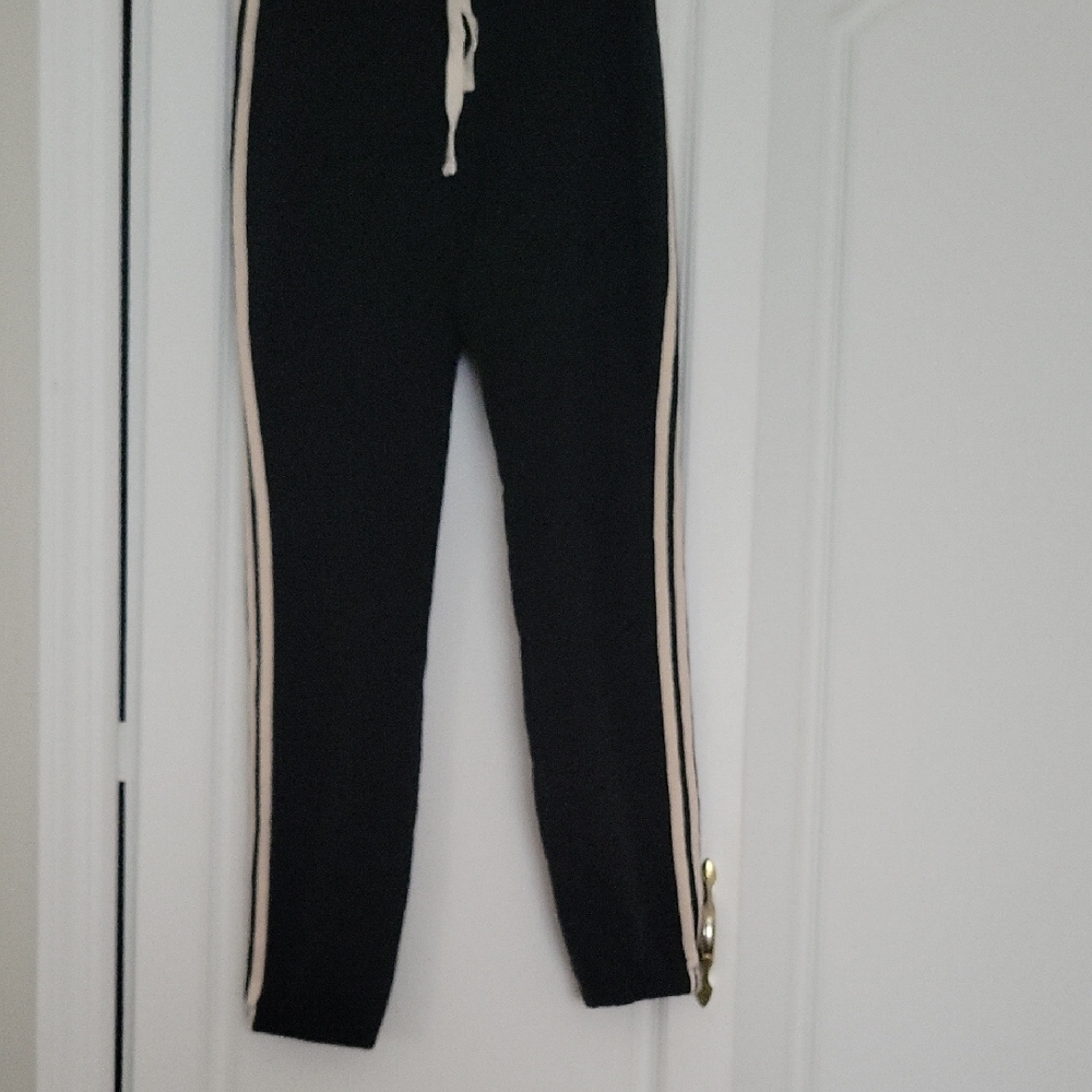 J. Crew Black Track Pants with White Stripes